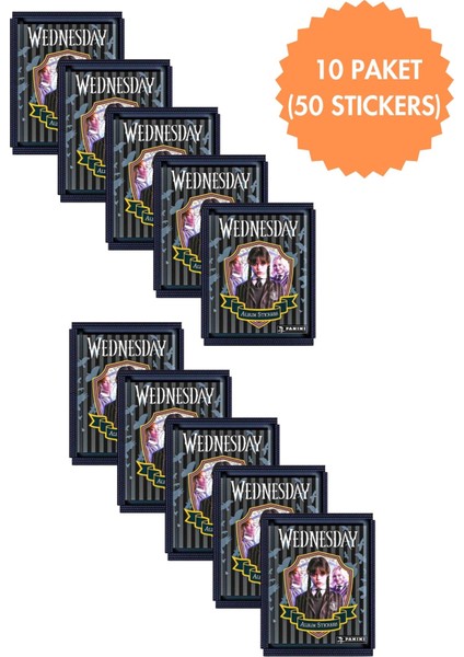 Panini Wednesday Koleksiyon 10 Paket (50 Stickers) Çıkartma
