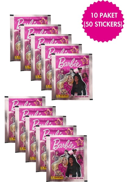 Panini Barbie Koleksiyon 10 Paket (50 Stickers) Çıkartma
