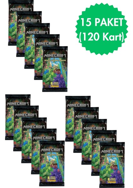 Panini Minecraft Koleksiyon Trading Cards 8li x 15 Paket