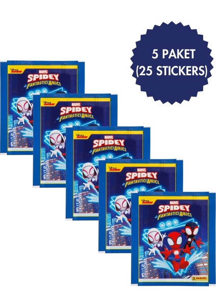 Panini Spidey Koleksiyon 5 Paket (25 Stickers) Çıkartma