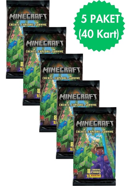 Panini Minecraft Koleksiyon Trading Cards 8li x 5 Paket