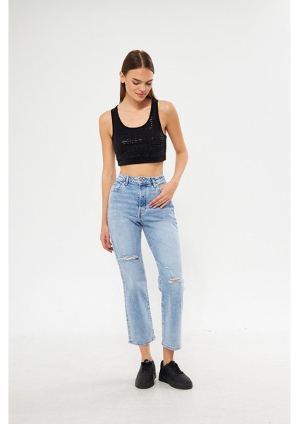 Kesik Detay Jean Pantolon modelleri
