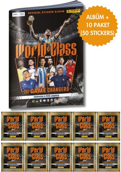 Panini World Class 2024 Mega Başlangıç Paketi Album+10 Paket(50 Stickers) Çıkartma