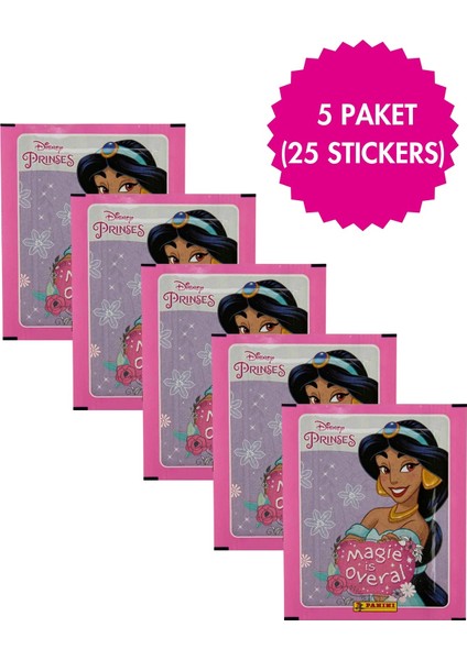 Panini Disney Prinses Koleksiyon 5 Paket (25 Stickers) Çıkartma