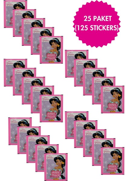 Panini Disney Prinses Koleksiyon 25 Paket (125 Stickers) Çıkartma