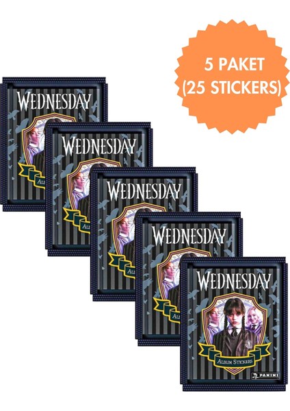 Panini Wednesday Koleksiyon 5 Paket (25 Stickers) Çıkartma