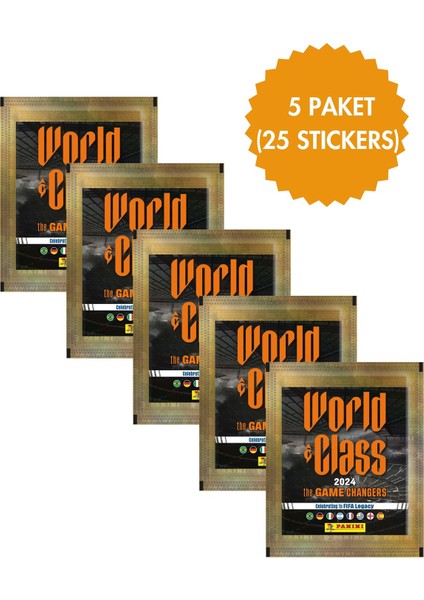 Panini World Class 2024 Koleksiyon 5 Paket (25 Stickers) Çıkartma