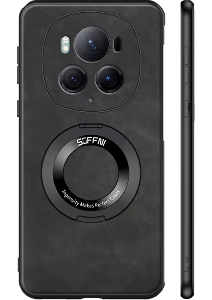 Honor Magic 6 Pro Magsafe Uyumlu Deri Kaplama Standlı Kılıf AL4969