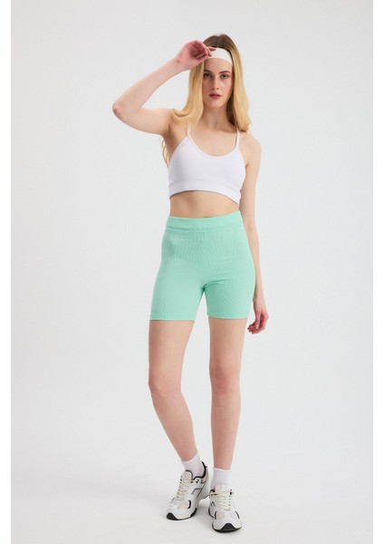 2190 Fitilli Kısa Tayt Su Yeşili