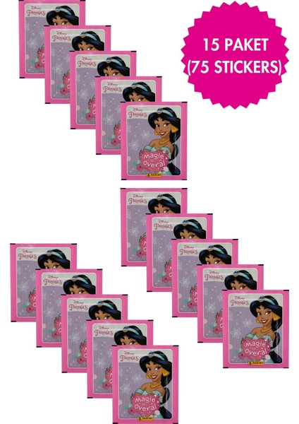 Panini Disney Prinses Koleksiyon 15 Paket (75 Stickers) Çıkartma