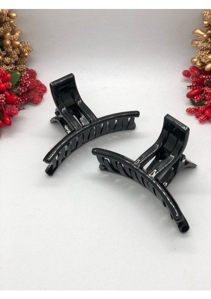 Siyah Mandal Toka 6 cm Günlük Kullanışlı Şık Orta Boy (2 Adet)