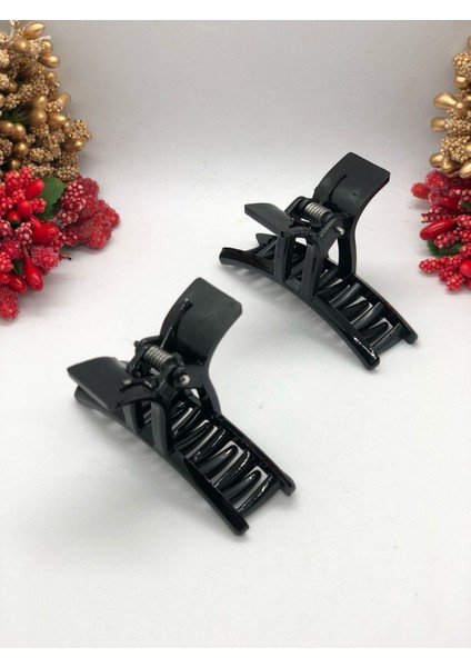 Siyah Mandal Toka 6 cm Günlük Kullanışlı Şık Orta Boy (2 Adet)