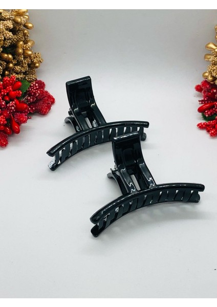 Siyah Mandal Toka 6 cm Günlük Kullanışlı Şık Orta Boy (2 Adet)