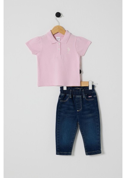 U.s.polo Kız Bebek 2li Tshırt Takım Toz Pembe