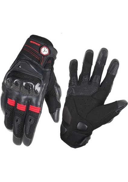 MC57 Carbon Yazlık Korumalı Motosiklet Eldiveni Siyah/kırmızı