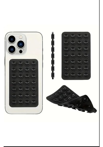 Silikon Vantuzlu Telefon Tutucu Telefon Arkası Ped Siyah