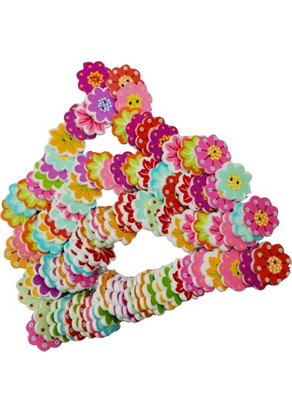 100X Çiçek Şekli 2 Delikli Ahşap Düğmeler Scrapbooking Dikiş El Sanatları 20MM (Yurt Dışından)