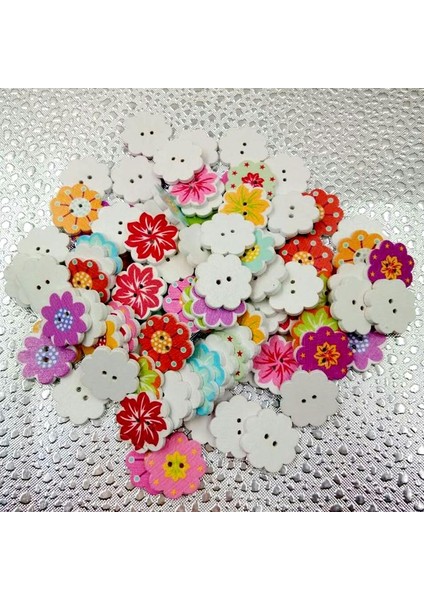 100X Çiçek Şekli 2 Delikli Ahşap Düğmeler Scrapbooking Dikiş El Sanatları 20MM (Yurt Dışından) indirimleri
