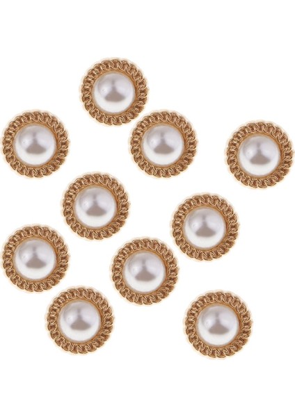 10PCS Altın Taklidi Inci Shamk Yuvarlak Plastik Dikiş Düğmesi Karalama Defteri 10MM Altın (Yurt Dışından)