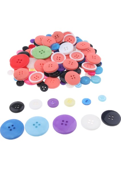 120G 4 Delik Yuvarlak Reçine Düğmeleri Uygun Dikiş ve Scrapbook 10-30MM Karışık Renk (Yurt Dışından)