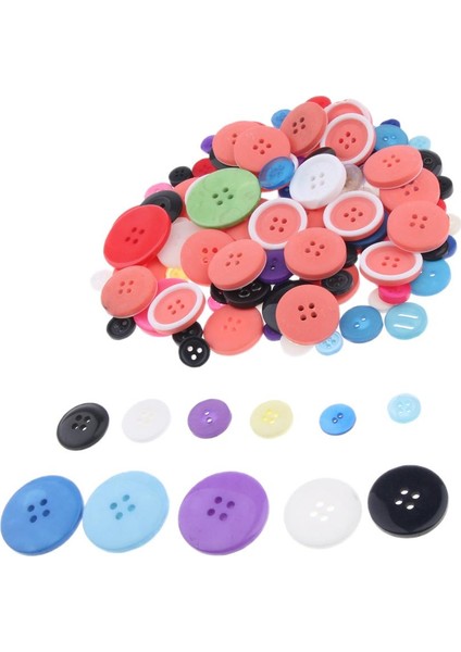 120G 4 Delik Yuvarlak Reçine Düğmeleri Uygun Dikiş ve Scrapbook 10-30MM Karışık Renk (Yurt Dışından)