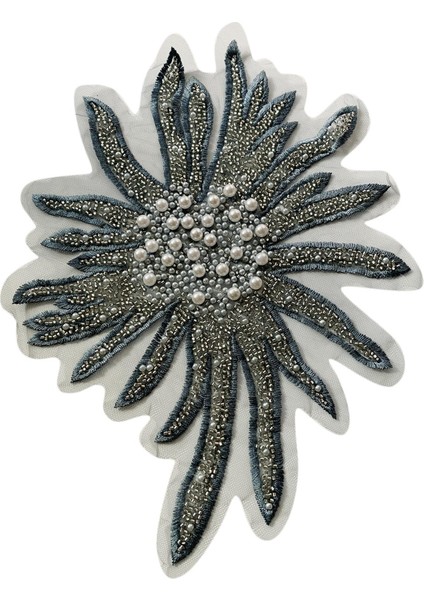 Boncuklu Inciler Yamalar Çiçek Rhinestone Aplikler Dikmek Nakış Giysileri Gri (Yurt Dışından)