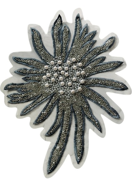 Boncuklu Inciler Yamalar Çiçek Rhinestone Aplikler Dikmek Nakış Giysileri Gri (Yurt Dışından)