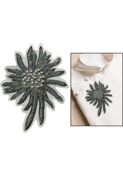 Boncuklu Inciler Yamalar Çiçek Rhinestone Aplikler Dikmek Nakış Giysileri Gri (Yurt Dışından)