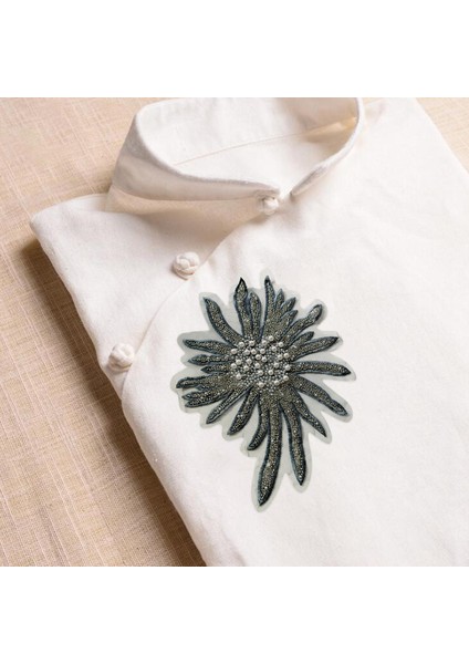 Boncuklu Inciler Yamalar Çiçek Rhinestone Aplikler Dikmek Nakış Giysileri Gri (Yurt Dışından)