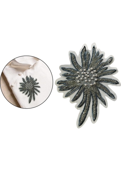 Boncuklu Inciler Yamalar Çiçek Rhinestone Aplikler Dikmek Nakış Giysileri Gri (Yurt Dışından)