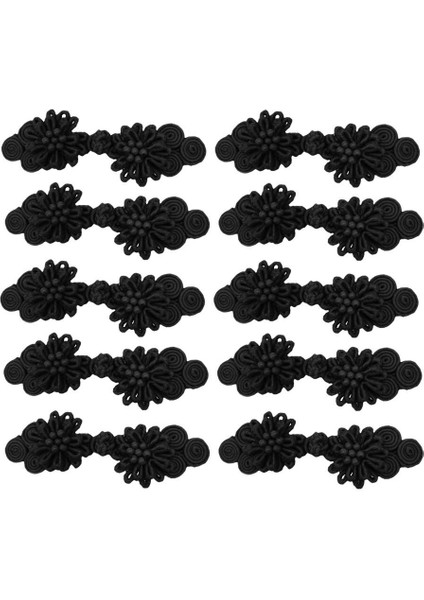 10 Pairs Çiçek Tasarım Helfu Cheongsam Için Çin Düğüm Kurbağa Düğmesi Derin Kırmızı (Yurt Dışından)
