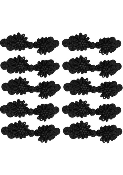 10 Pairs Çiçek Tasarım Helfu Cheongsam Için Çin Düğüm Kurbağa Düğmesi Derin Kırmızı (Yurt Dışından)