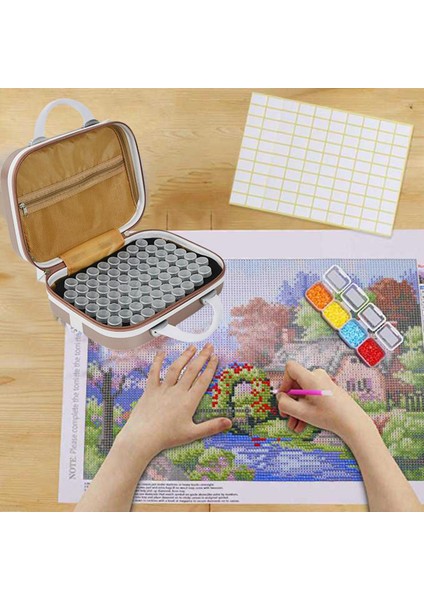 Mavi Elmas Boyama Nakış Aksesuarları Saklama Çantası Organizatör - 32X23X14CM Sarı (Yurt Dışından)