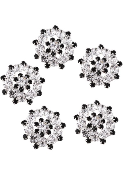 5 Adet Rhinestone Kristal Yuvarlak Şaft Düğmeleri Siyah ve Gümüş Dikiş (Yurt Dışından) modelleri