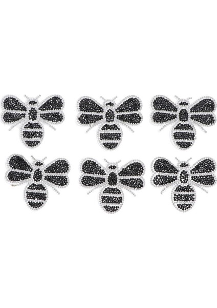 6 Adet Arı Şekilli Rhinestone Yama Aplike Çanta Dekor Bezeme Siyah Için Siyah (Yurt Dışından)