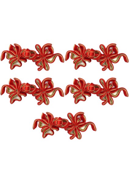 5 Pairs Geleneksel Çince Düğüm Kurbağa Düğmesi Kapanışları Kostüm Dekoru Goldfish Kırmızı Altın (Yurt Dışından)