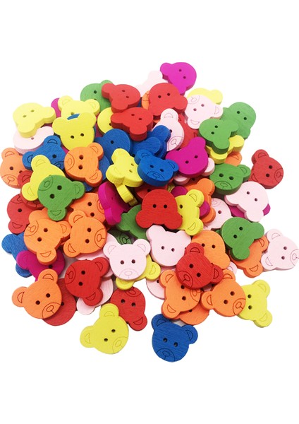 100PCS Renkli Ahşap Ayı Düğmeleri Dıy Dikiş Scrapbooking Için Süslemeler (Yurt Dışından) indirimleri