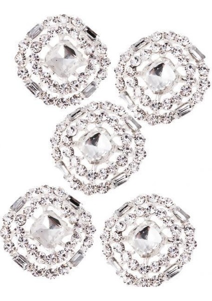 4x5 Parça Rhinestone Kristal Yuvarlak Şaft Düğmeleri Dikiş Zanaat Gümüş 23MM 4 Pcs (Yurt Dışından)