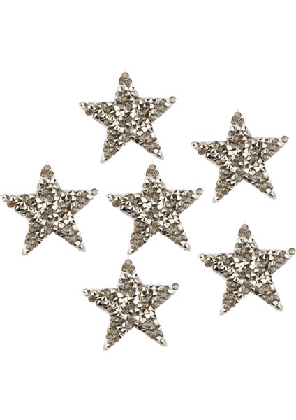 6 Adet Rhinestone Yıldız Yamalar Demir Üzerinde Demir Yama Aplikler Açık Gri (Yurt Dışından)