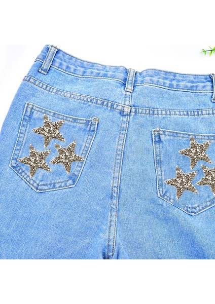 6 Adet Rhinestone Yıldız Yamalar Demir Üzerinde Demir Yama Aplikler Açık Gri (Yurt Dışından)