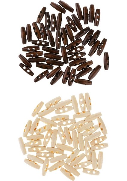 100PCS Ahşap Duffle Coat Toggle 2 Delik Düğmeleri Örgü Haberdashery Dikiş (Yurt Dışından)