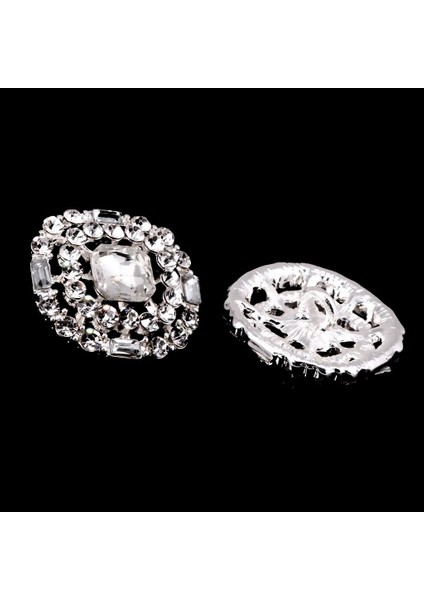 5x/paket Rhinestone Yuvarlak Şaft Düğmeleri Dikiş Düğmeleri Düğün Dekor 23MM Açık Gümüş (Yurt Dışından)