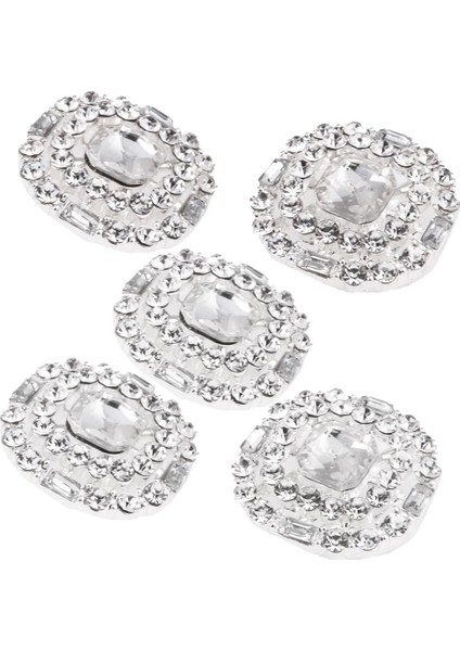 5x/paket Rhinestone Yuvarlak Şaft Düğmeleri Dikiş Düğmeleri Düğün Dekor 23MM Açık Gümüş (Yurt Dışından)