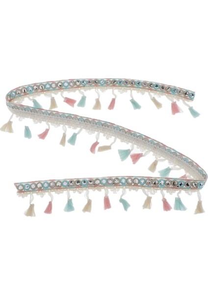 1 Yard Etnik Tarzı Trim Şerit Pom Pom Püskül Topu Saçak Aplike 2 cm Genişlik (Yurt Dışından)