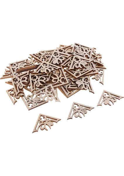 50PCS Ahşap Aplike Kauçuk Zanaat Süslemeleri Dıy Ahşap Asılı Dekor (Yurt Dışından)