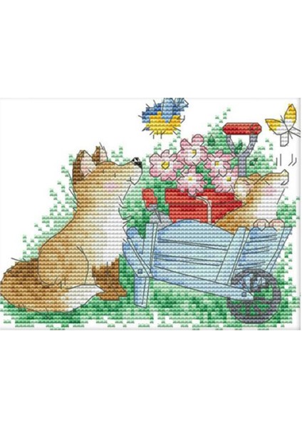 Köpek Butterlfy Damgalı Çapraz Dikiş Kiti Iğne El Sanatları 14CT (Yurt Dışından)