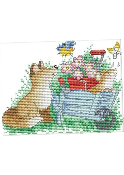 Köpek Butterlfy Damgalı Çapraz Dikiş Kiti Iğne El Sanatları 14CT (Yurt Dışından) modelleri