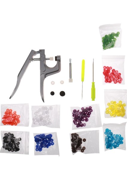 1 Set Plier Kit + 100 Set 10 Karışık Renkli Reçine Çıtçıtları Önlükler Için Düğmeler (Yurt Dışından)