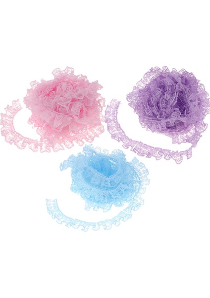 3 Rulo Çiçek Elastik Dantel Trim Şeridi Gelin Noel Paketi Dikiş (Yurt Dışından)