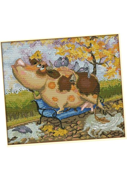 Inek Kuşlar Çapraz Dikiş Kitleri Sayılan Nakış Kiti Sanatsal Hobi El Sanatları 11CT 44X39 cm (Yurt Dışından) indirimleri